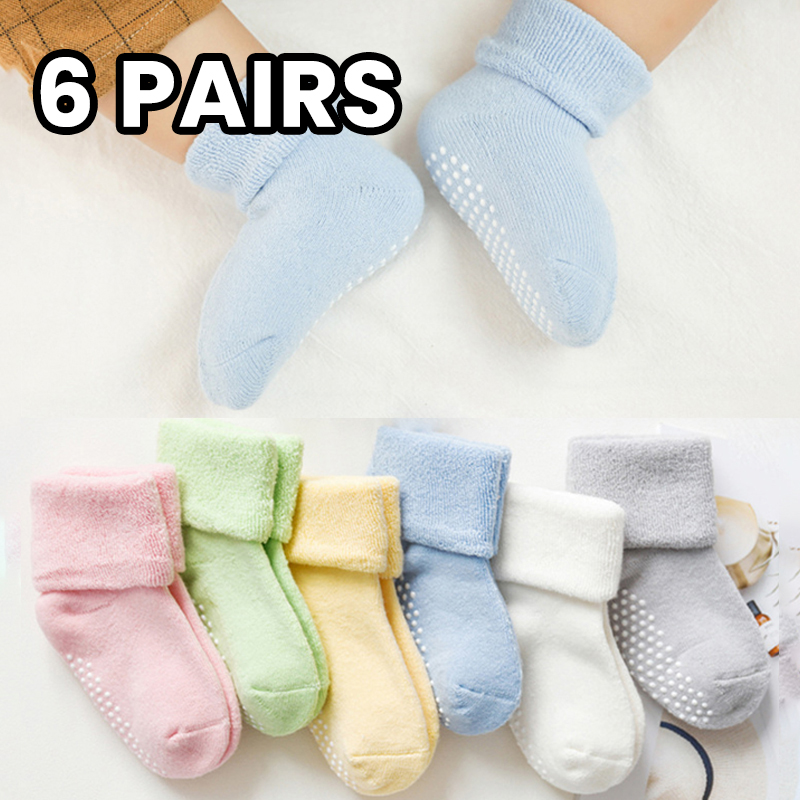 Unisex Baby Socks Non Slip - 6 أزواج من جوارب الأطفال المصنوعة