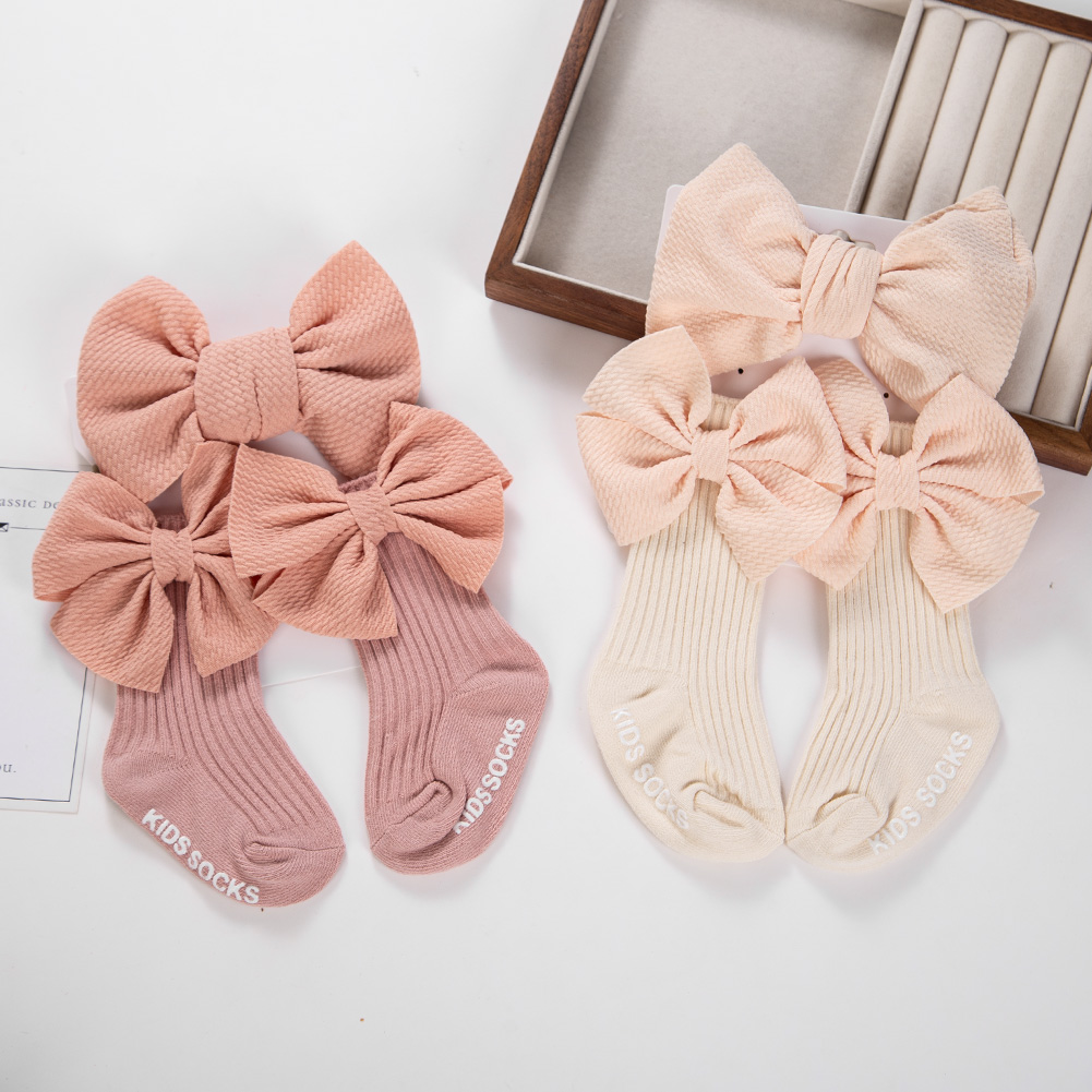 Unisex Baby Socks Non Slip - 2 قطعة/المجموعة رصاصة كبيرة الانحناء مطاطا