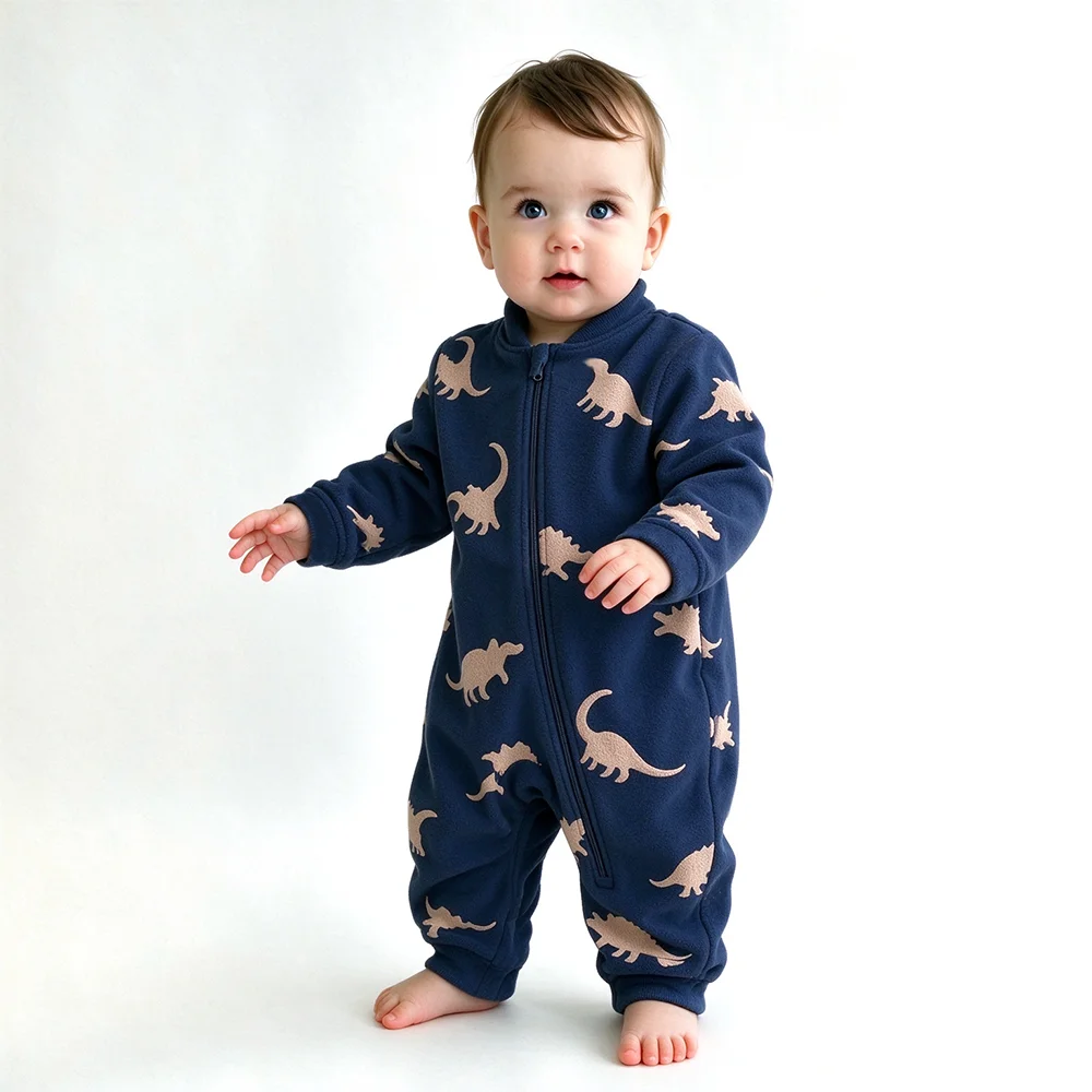 Cotton Baby Onesies Zipper - بدلة أطفال ناعمة ودافئة من الصوف،