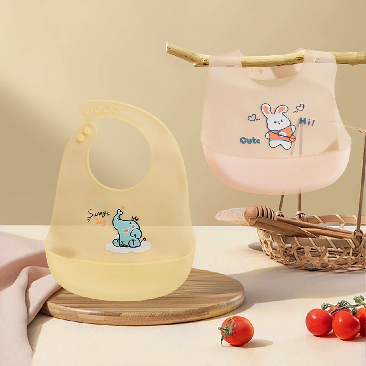 Waterproof Baby Bibs Silicone - مريلة سيليكون للأطفال من 0-1 سنة،