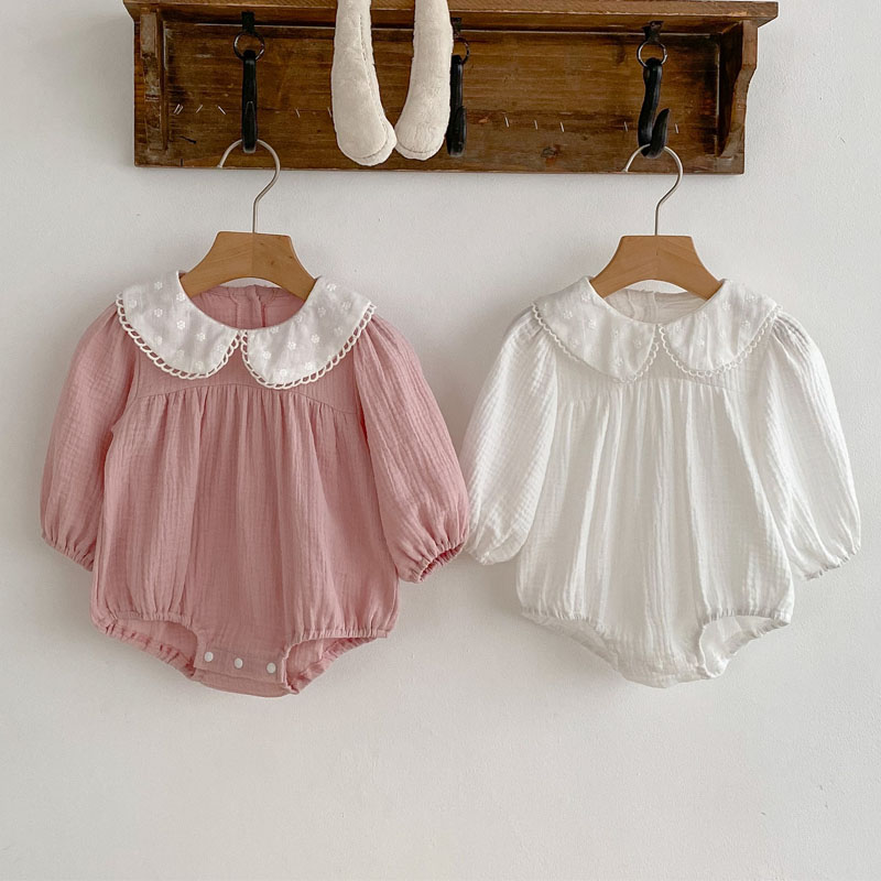 Newborn Baby Girl Romper Floral - رومبير قطعة واحدة مع ياقة من