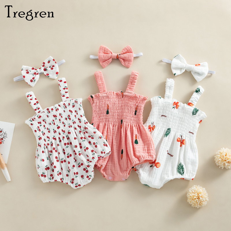 Baby Summer Linen Sleeveless Jumpsuit - Tregren طفل الفتيات السروال القصير الصيف