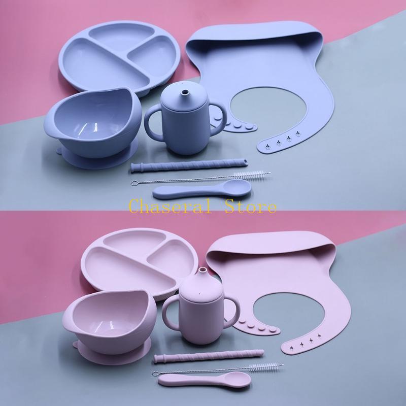 E7CE 7 قطعة مجموعة أطباق طعام  - مراجعة Waterproof Baby Bibs Silicone وسعره
