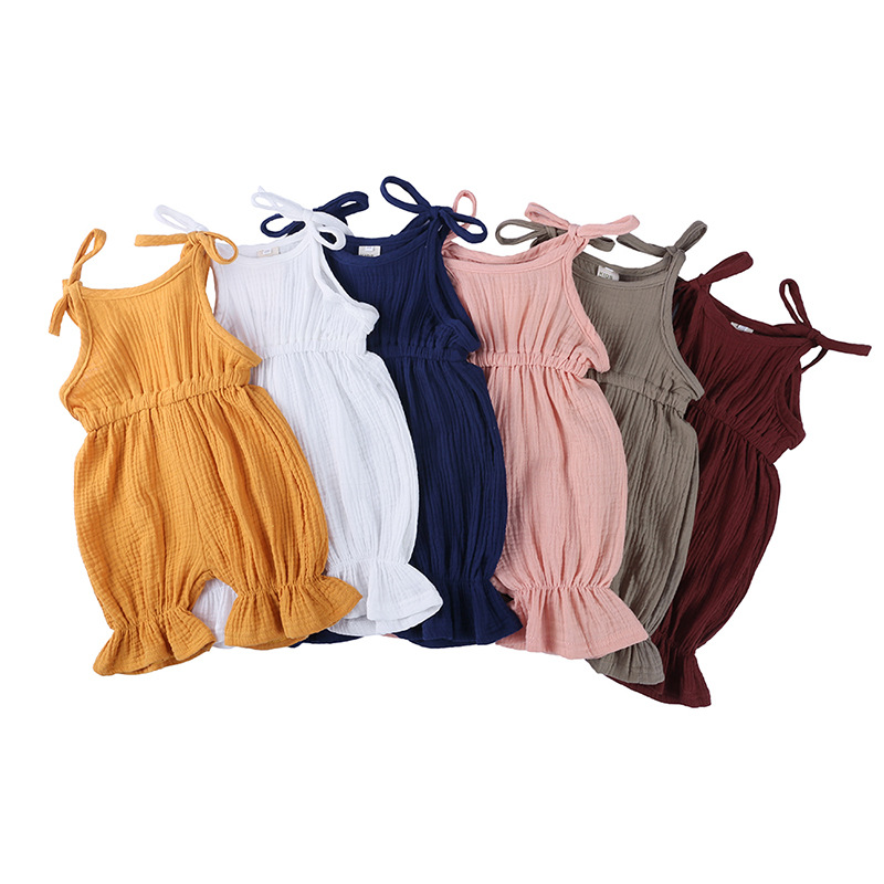 ملابس الصيف طفلة ملابس طفل بذل - مراجعة Baby Summer Linen Sleeveless Jumpsuit وسعره